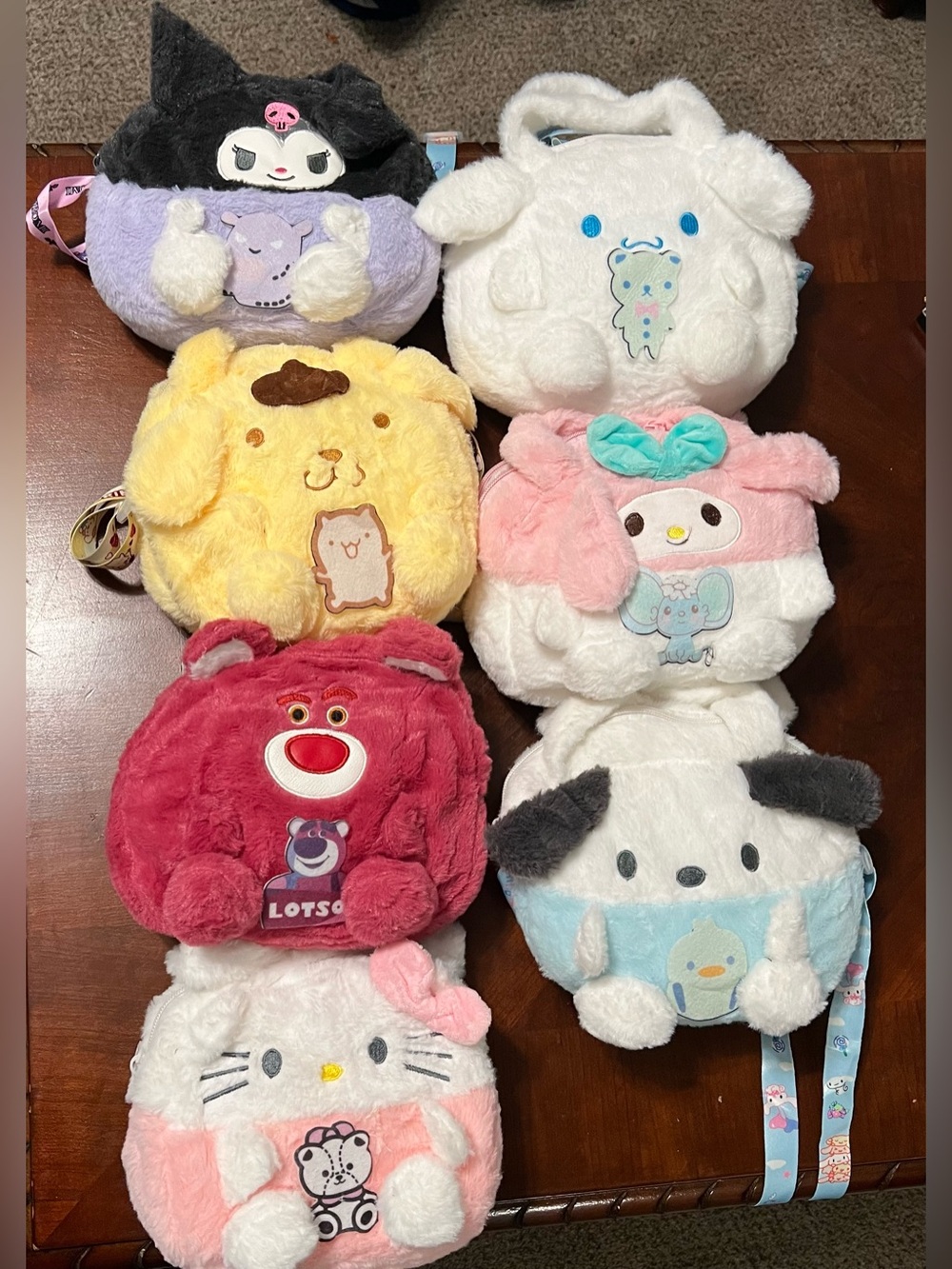Hello Kitty Sanrio Plush Crossbody Bag Set of 7